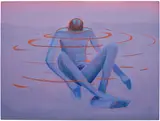 Caleb Hahne Quintana, Boy In Water, 2019, pastel, gouache and acrylic on panel