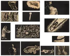 Sun Xun, 21 KE (21 GRAMS), 2010, ink on carved wood, in 13 parts