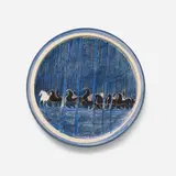 André Brasilier, Cavalier dans la forêt bleue, painted and glazed ceramic plate