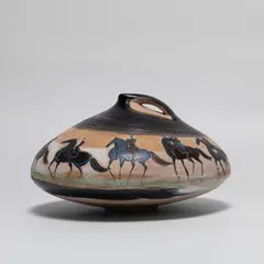 André Brasilier, Horse Riding, 1984, painted and glazed ceramic vase
