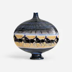 André Brasilier, Le chapiteau, 1990, slip-decorated and glazed white earthenware jug