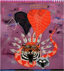 Jordy Kerwick, TMD #2, 2020, oil, acrylic, spray and charcoal on canvas