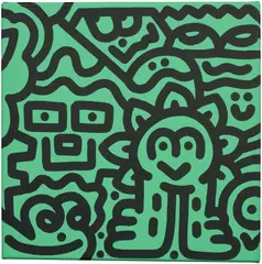 Sam Cox, A piece of 'Rainbow Doodle', 2019, acrylic on canvas