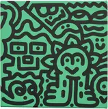 Sam Cox, A piece of 'Rainbow Doodle', 2019, acrylic on canvas