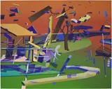 Jonathan Chapline, Side Yard, 2022, acrylic and flashe on panel