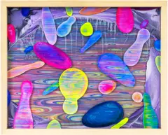 Yuxing Huang, The Bubble Will Not Break, the Time Will Not Be Flowing From the Past to the Future, 2021, sand and mixed media