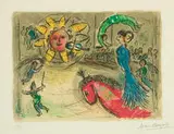 Marc Chagall, Soleil au Cheval Rouge, 1979, Color lithograph