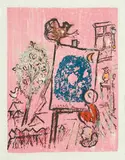 Marc Chagall, Si Mon Soleil (from Poems, Plate 6), 1968, Wood engraving in color
