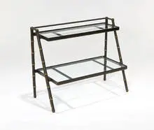Console by Jacques Adnet, c. 1950, Leather wrapped brass, sold Feb 2008