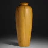 Monumental vase with exceptional yellow glaze by Grueby Faience Company, 1899-1910, glazed earthenware, sold Nov 2019