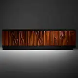 Phillip Lloyd Powell, Exceptional cabinet, 1960s, carved and sculpted walnut, ebony, cleft slate