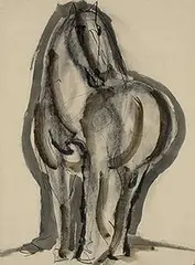Henry John Meloy, Horse, c. 1945, ink and watercolor on paper