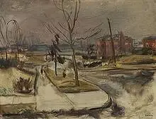 Maurice Sievan, Forest Hills Landscape, 1943, oil on canvas