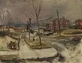 Maurice Sievan, Forest Hills Landscape, 1943, oil on canvas