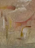 Worden Day, Arcana I, 1955, pure cassein on masonite
