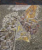 John Atherton, Rocky Landscape, gouache on scratchboard