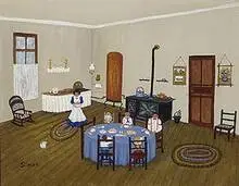 Mollie Simon, Mother Serving Dinner, 1968, oil on canvas