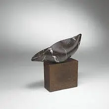 Kenneth Campbell, Cup of Plenty (Cornucopia), c. 1961, Italian dark red variegated marble, mahogany