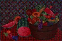 Still Life with Watermelon by Nona Owens, 1951, oil on canvas, sold Jun 2003