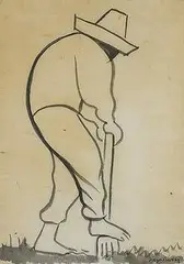 untitled (Man with Shovel) by Diego Rivera, c. 1936, ink on paper, sold Jun 2003