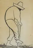 Diego Rivera, untitled (Man with Shovel), c. 1936, ink on paper