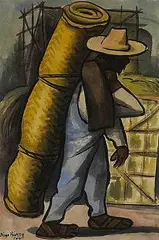 Diego Rivera, untitled (Man with Rug), 1941, gouache on paper