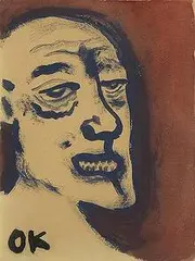 Oskar Kokoschka, untitled (Self Portrait), c. 1918, gouache on paper