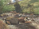 Sunlit river, Glendun by A.R.H.A. Maurice Canning Wilks R.U.A., sold Jul 2020