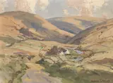 Sunlight on moorland hillside by A.R.H.A. Maurice Canning Wilks R.U.A., sold Jul 2020