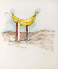 Thomas Schütte, Bananenmonument, 1985, Lackfarbe auf Papier