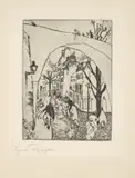 Lyonel Feininger, Die grüne Brücke (Torbogen), 1910, Radierung auf Zanders-Bütten (Wasserzeichen: Einhorn)