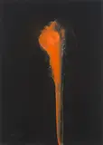 Otto Piene, Ohne Titel, 1967, Feuergouache auf schwarzem Karton
