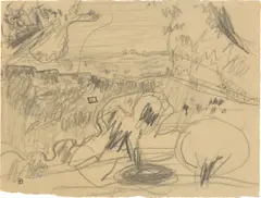 Landschaft by Pierre Bonnard, Bleistift auf Papier (aus einem Skizzenbuch), sold Nov 2023
