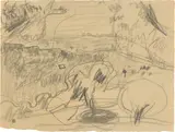 Pierre Bonnard, Landschaft, Bleistift auf Papier (aus einem Skizzenbuch)