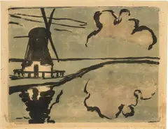 Emil Nolde, Mühle am Wasser, 1926, Farblithografie auf dünnem Papier
