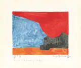 Serge Poliakoff, Composition rouge, bleue, noir et orange, 1969, Gouache über Farblithografie auf Velin