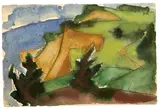 Max Kaus, Steilküste von Hiddensee, 1922, Aquarell über Bleistift auf leichtem Karton (Postkarte)