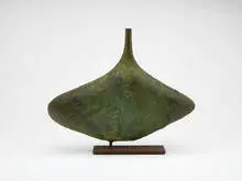 Fantoni, Welded metal vase on stand, c. 1968