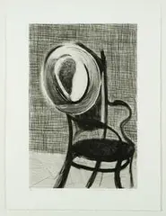 David Hockney, Untitled (Hat on Chair), 1998, Drypoint