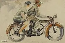 Motorcycle by Reginald Marsh, c. 1929, tempera and ink on paper, sold Jun 2003