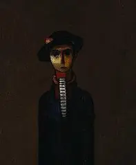 Figure in Blue Hat by Theodore Roszak, c. 1932, oil on board, sold Jun 2003
