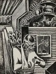 Leon Bibel, Injured at Work, 1936, brush and ink on oak tag paper