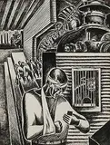 Leon Bibel, Injured at Work, 1936, brush and ink on oak tag paper