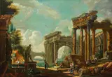 Italian School, An architectural capriccio with figures