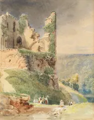 Knaresborough and Knaresborough castle; a pair by Nicholas Chevalier, watercolour, sold Oct 2020