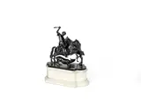Francesco Fanelli, 19th century patinated bronze equestrian group of a Turk and lion, patinated bronze
