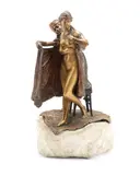 Frans Xaver Bergman, early 20th century cold painted bronze metamorphic Orientalist erotic figural group, cold painted bronze