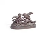 Jules Moigniez, patinated bronze of two song birds