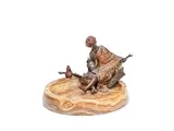 Franz Bergman, cold painted bronze and Algerian onyx figural ashtray depicting an Eastern trader, cold painted bronze