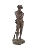 Charles Octave Levy, late 19th/early 20th century patinated bronze figure of a farm labourer entitled 'Le Faneur', patinated bronze